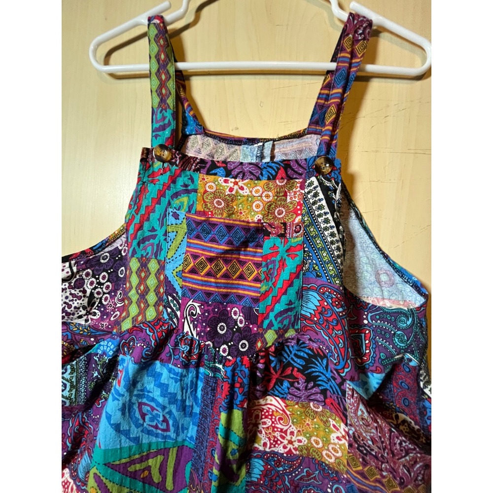 Boho Patchwork Overalls Multicolor Eclectic Wide … - image 7